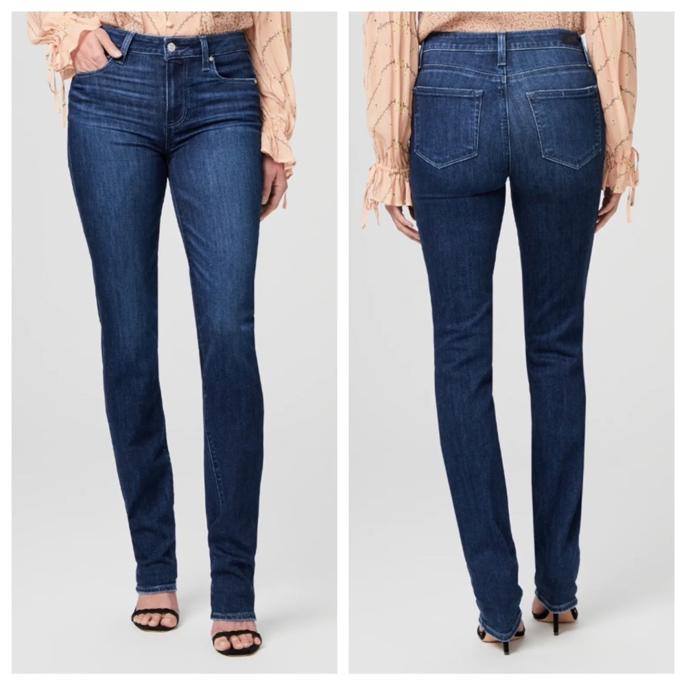 NWT Paige Hoxton Slim Straight Leg High Rise Jeans Monarch Blue Size 24 L34"